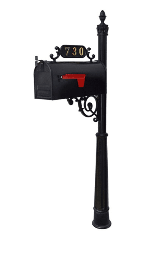 Real mailbox example — classic red brick column mailbox